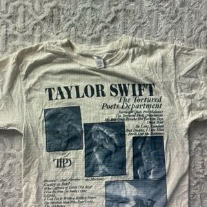 Taylor Swift The Tortured Poets Department Crop Top - Cream with Black Print